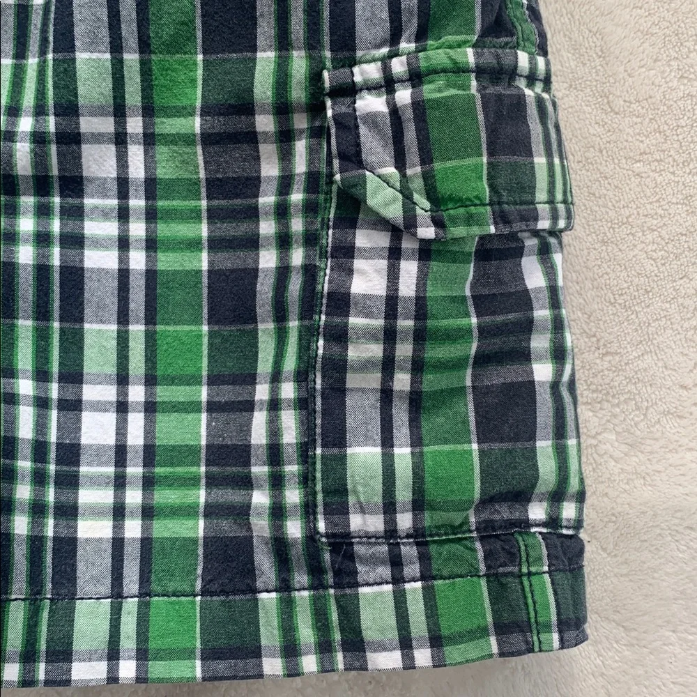 Gymboree Green & Blue Plaid Shorts 4 Adjustable Waist EUC